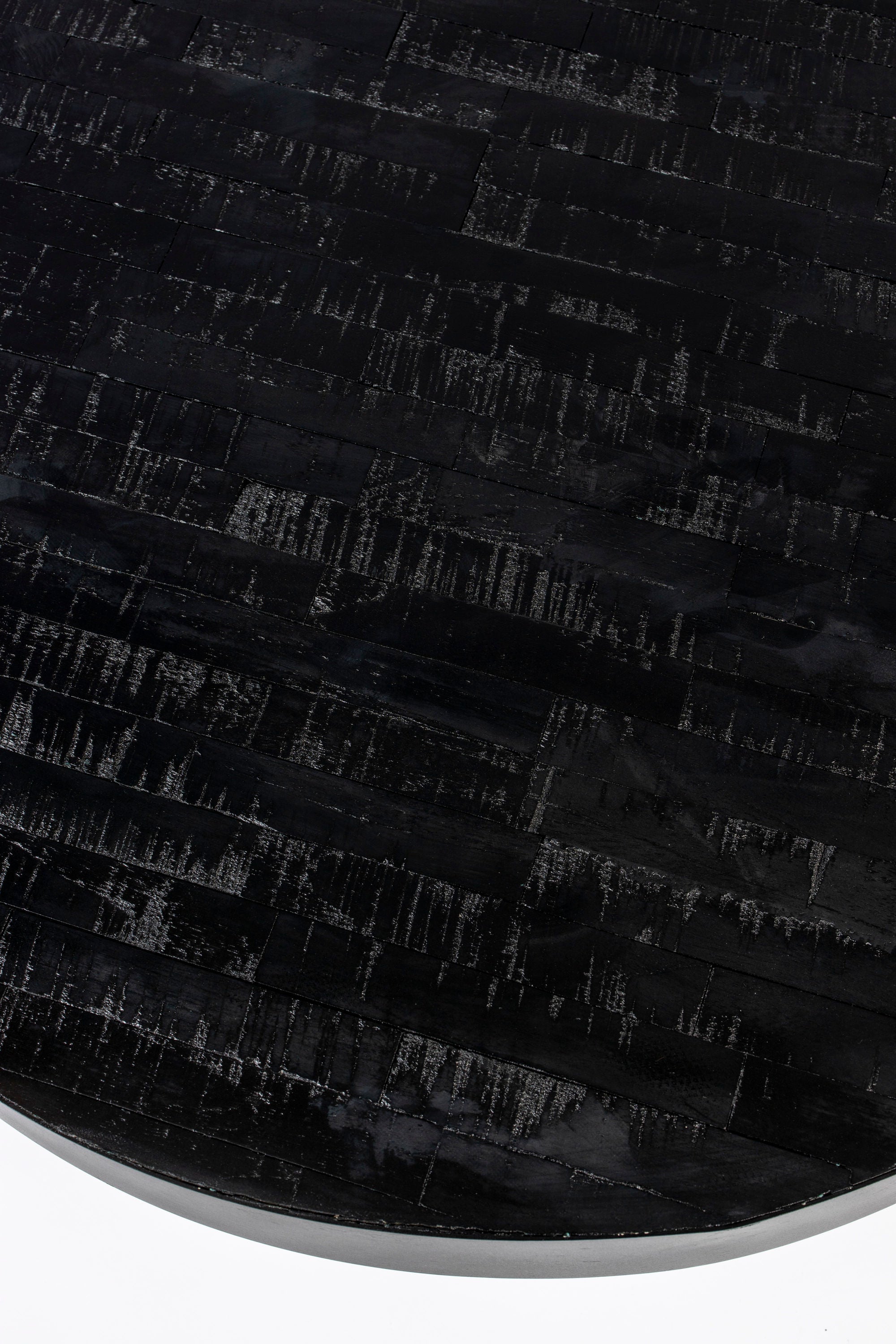 Suri Black Teak Wood Round Coffee Table Large